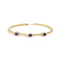 18K Yellow Gold Purple Amethyst and 1/3 Cttw Diamond Halo Station Bracelet-0
