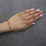 18K Yellow Gold Purple Amethyst and 1/3 Cttw Diamond Halo Station Bracelet-2 thumbnail 3