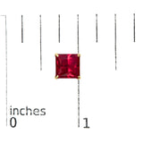 18K Yellow Gold 7x7 MM Created Red Ruby Princess Cut Solitaire Stud Earrings-4 thumbnail 5