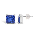 Platinum 7x7 Lab Created Blue Sapphire Princess Cut Solitaire Stud Earrings-3 thumbnail 4