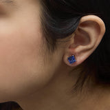 Platinum 7x7 Lab Created Blue Sapphire Princess Cut Solitaire Stud Earrings-2 thumbnail 3