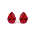 18K Yellow Gold 5X7 MM Created Pear Ruby Solitaire Stud Earrings-0