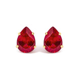 18K Yellow Gold 5X7 MM Created Pear Ruby Solitaire Stud Earrings-0 thumbnail 1