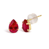 18K Yellow Gold 5X7 MM Created Pear Ruby Solitaire Stud Earrings-1 thumbnail 2