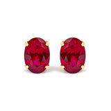 18K Yellow Gold 7x5 MM Created Oval Ruby Solitaire Stud Earrings-0 thumbnail 1