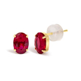18K Yellow Gold 7x5 MM Created Oval Ruby Solitaire Stud Earrings-1 thumbnail 2