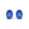 Platinum 5X7 MM Lab Created Blue Sapphire Oval Solitaire Stud Earrings-0