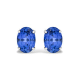 Platinum 5X7 MM Lab Created Blue Sapphire Oval Solitaire Stud Earrings-0 thumbnail 1