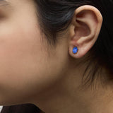 Platinum 5X7 MM Lab Created Blue Sapphire Oval Solitaire Stud Earrings-2 thumbnail 3