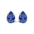 Platinum Lab 5X7 Created Blue Sapphire Pear Solitaire Stud Earrings-0
