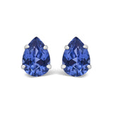 Platinum Lab 5X7 Created Blue Sapphire Pear Solitaire Stud Earrings-0 thumbnail 1