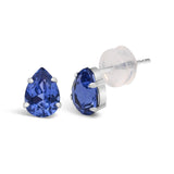 Platinum Lab 5X7 Created Blue Sapphire Pear Solitaire Stud Earrings-1 thumbnail 2