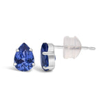 Platinum Lab 5X7 Created Blue Sapphire Pear Solitaire Stud Earrings-3 thumbnail 4