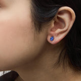 Platinum Lab 5X7 Created Blue Sapphire Pear Solitaire Stud Earrings-2 thumbnail 3