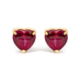 18K Yellow Gold 6x6 MM Created Red Ruby Heart Solitaire Stud Earrings-0