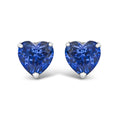 Platinum 6x6 Lab Created Blue Sapphire Heart Solitaire Stud Earrings-0