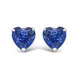 Platinum 6x6 Lab Created Blue Sapphire Heart Solitaire Stud Earrings-0 thumbnail 1