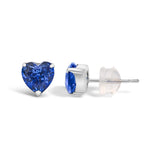Platinum 6x6 Lab Created Blue Sapphire Heart Solitaire Stud Earrings-3 thumbnail 4