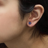 Platinum 6x6 Lab Created Blue Sapphire Heart Solitaire Stud Earrings-2 thumbnail 3