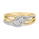 14K Yellow Gold Plated Sterling Silver 1/10 Cttw Diamond Bypass Ring-0 thumbnail 1