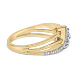 14K Yellow Gold Plated Sterling Silver 1/10 Cttw Diamond Bypass Ring-1 thumbnail 2