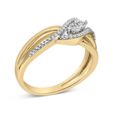 14K Yellow Gold Plated Sterling Silver 1/10 Cttw Diamond Bypass Ring-3 thumbnail 4