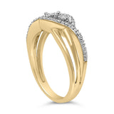 14K Yellow Gold Plated Sterling Silver 1/10 Cttw Diamond Bypass Ring-4 thumbnail 5