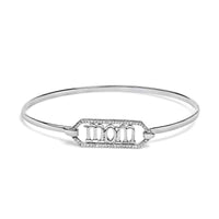 .925 Sterling Silver 1/5 Cttw Diamond Mom Bangle Bracelet