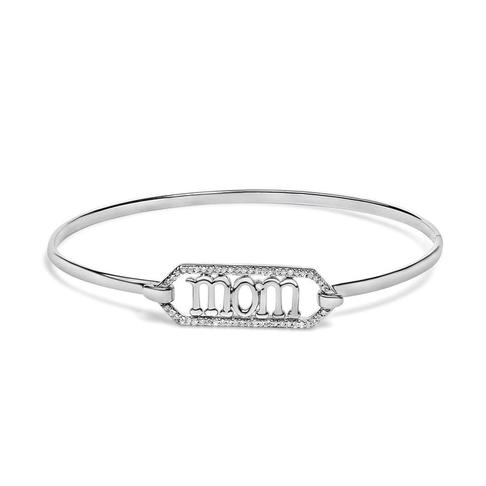 .925 Sterling Silver 1/5 Cttw Diamond Mom Bangle Bracelet