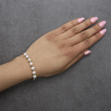 18K Yellow Gold Freshwater Pearl Cuff Bangle Bracelet-2 thumbnail 3