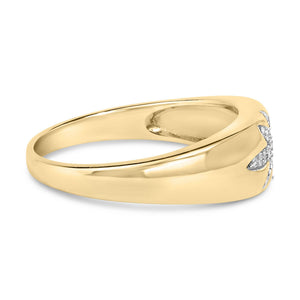 18K Yellow Gold 1/10 Cttw Diamond Star Burst Inlay Ring-1