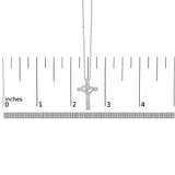 14K Rose Gold Plated Sterling Silver 1/10 Cttw Diamond Cross & Heart Pendant Necklace-4 thumbnail 5