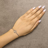 .925 Sterling Silver Diamond Accent Ribbon and Circle Bolo Adjustable Bracelet-2 thumbnail 3