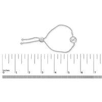 .925 Sterling Silver Diamond Accent Ribbon and Circle Bolo Adjustable Bracelet