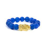 18K Yellow Gold Blue Agate Beaded Dragon Charm Bracelet-0 thumbnail 1