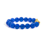 18K Yellow Gold Blue Agate Beaded Dragon Charm Bracelet-1 thumbnail 2