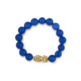 18K Yellow Gold Blue Agate Beaded Dragon Charm Bracelet-3 thumbnail 4