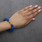 18K Yellow Gold Blue Agate Beaded Dragon Charm Bracelet-2 thumbnail 3