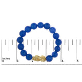 18K Yellow Gold Blue Agate Beaded Dragon Charm Bracelet-4 thumbnail 5