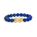 18K Yellow Gold Azurite Beaded Dragon Charm Bracelet-0