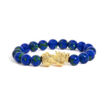 18K Yellow Gold Azurite Beaded Dragon Charm Bracelet-0 thumbnail 1