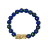 18K Yellow Gold Azurite Beaded Dragon Charm Bracelet-3 thumbnail 4