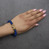 18K Yellow Gold Azurite Beaded Dragon Charm Bracelet-2 thumbnail 3