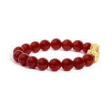 18K Yellow Gold Dragon Charm Red Agate Beaded Charm Bracelet-1 thumbnail 2