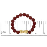 18K Yellow Gold Dragon Charm Red Agate Beaded Charm Bracelet-4 thumbnail 5