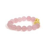 18K Yellow Gold Dragon Charm Natural Rose Quartz Beaded Charm Bracelet-1 thumbnail 2