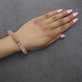 18K Yellow Gold Dragon Charm Natural Rose Quartz Beaded Charm Bracelet-2 thumbnail 3