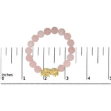 18K Yellow Gold Dragon Charm Natural Rose Quartz Beaded Charm Bracelet-4 thumbnail 5