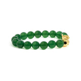 18K Yellow Gold Green Agate Beaded Bracelet with Dragon Charm-1 thumbnail 2