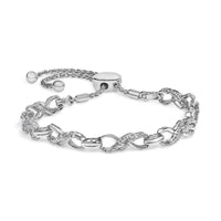 .925 Sterling Silver 1/2 Cttw Diamond Infinity Link Bolo Bracelet